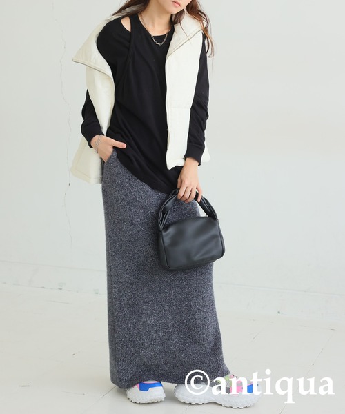 antiqua(アンティカ)の「レイヤード風ニットトップス(ニット/セーター・レディース・グレー/ブラック・ONESIZE)」の4枚目の写真