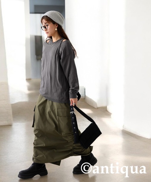 antiqua(アンティカ)の「レイヤード風ニットトップス(ニット/セーター・レディース・グレー/ブラック・ONESIZE)」の10枚目の写真