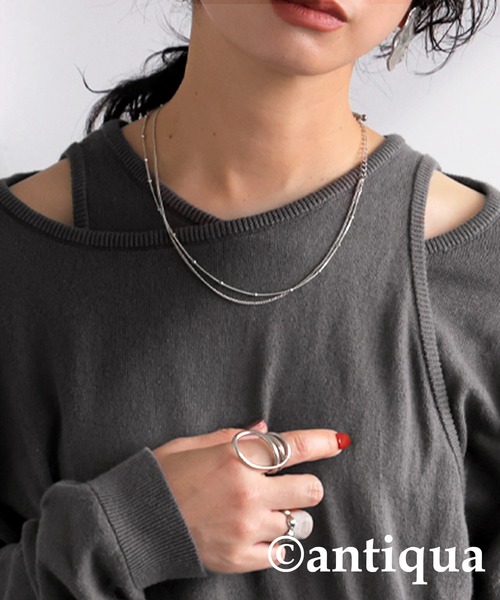 antiqua(アンティカ)の「レイヤード風ニットトップス(ニット/セーター・レディース・グレー/ブラック・ONESIZE)」の14枚目の写真