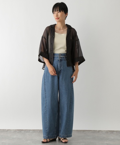 LEPSIM（レプシィム）の「ミラー光沢シャツ　133488（シャツ/ブラウス・レディース・ライトパープル/ライトブルー/ブラック・FREE）」の8枚目の写真