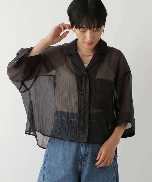 LEPSIM（レプシィム）の「ミラー光沢シャツ　133488（シャツ/ブラウス・レディース・ライトパープル/ライトブルー/ブラック・FREE）」の7枚目の写真