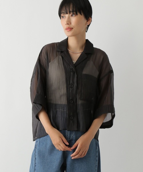 LEPSIM（レプシィム）の「ミラー光沢シャツ　133488（シャツ/ブラウス・レディース・ライトパープル/ライトブルー/ブラック・FREE）」の6枚目の写真