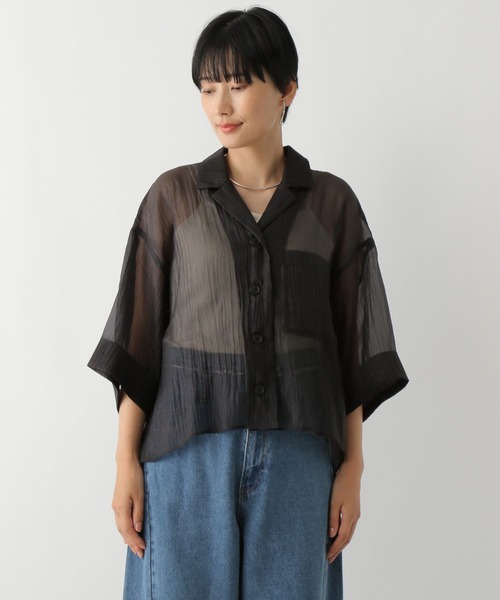 LEPSIM（レプシィム）の「ミラー光沢シャツ　133488（シャツ/ブラウス・レディース・ライトパープル/ライトブルー/ブラック・FREE）」の18枚目の写真