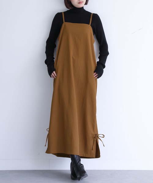 n'OrLABEL(ノアールレーベル)の「『ドロストキャミワンピース』(ワンピース・レディース・ブラック/カーキ/キャメル・1/2)」の6枚目の写真