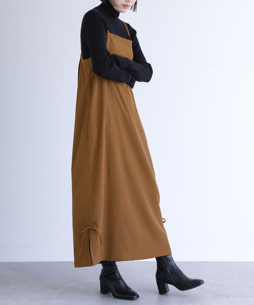 n'OrLABEL(ノアールレーベル)の「『ドロストキャミワンピース』(ワンピース・レディース・ブラック/カーキ/キャメル・1/2)」の7枚目の写真