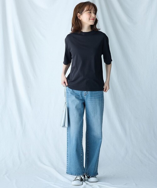 ANY（エニィ）の「マルチファンクションモックネックTシャツ（Tシャツ/カットソー・レディース・ブラック系/ダークブラウン系/ダークグリーン系/オールドローズ系/ネイビー系/アイボリー系・3/2）」の22枚目の写真