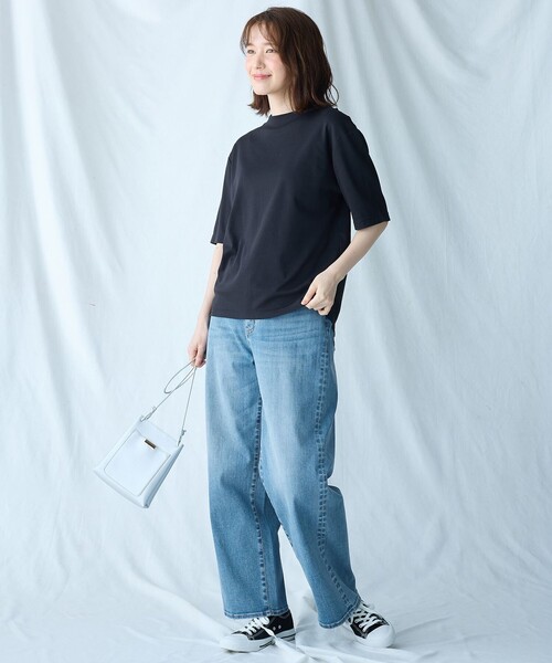 ANY（エニィ）の「マルチファンクションモックネックTシャツ（Tシャツ/カットソー・レディース・ブラック系/ダークブラウン系/ダークグリーン系/オールドローズ系/ネイビー系/アイボリー系・3/2）」の20枚目の写真