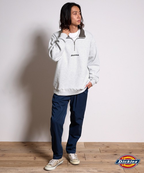 Dickies(ディッキーズ)の「Dickies/ディッキーズ ロゴ刺繍 裏起毛ハーフジップ ビッグシルエットスウェット(スウェット・レディース・ブラック/アッシュグレー/グレイッシュベージュ/グリーン/チャコール/ネイビー・M/XL/L)」の14枚目の写真