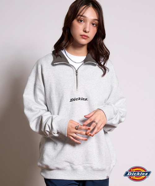 Dickies(ディッキーズ)の「Dickies/ディッキーズ ロゴ刺繍 裏起毛ハーフジップ ビッグシルエットスウェット(スウェット・レディース・ブラック/アッシュグレー/グレイッシュベージュ/グリーン/チャコール/ネイビー・M/XL/L)」の17枚目の写真
