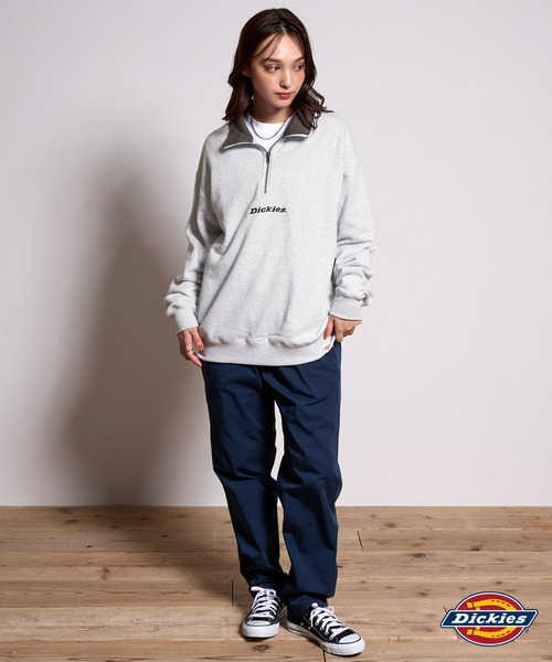 Dickies(ディッキーズ)の「Dickies/ディッキーズ ロゴ刺繍 裏起毛ハーフジップ ビッグシルエットスウェット(スウェット・レディース・ブラック/アッシュグレー/グレイッシュベージュ/グリーン/チャコール/ネイビー・M/XL/L)」の22枚目の写真