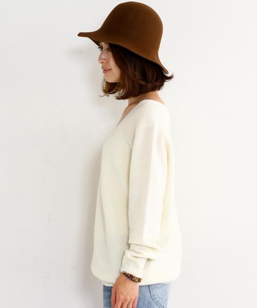 B&amp;Yユナイテッドアローズ　ウールカシミヤ　Vネックニット　リブ切替　ベージュ BEAUTY&YOUTH UNITED ARROWS（ビューティーアンドユースユナイテッド