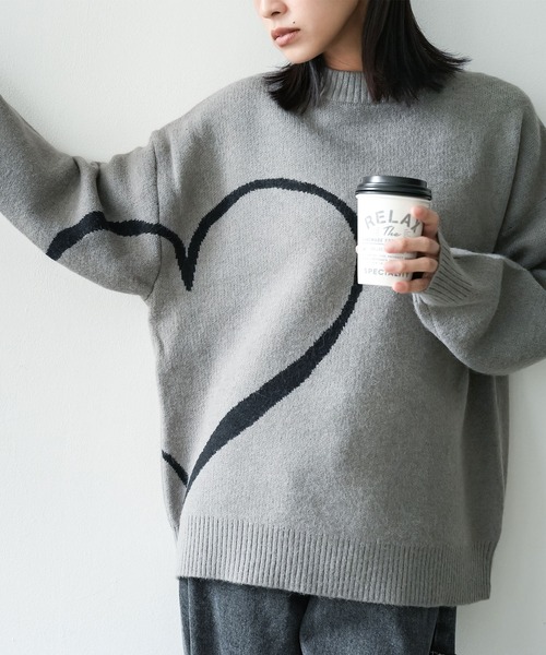セール】ビッグハートジャガードニットプルオーバー（ニット/セーター