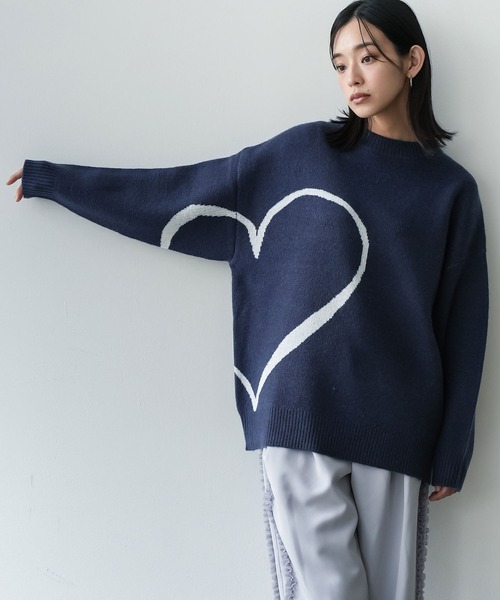 セール】ビッグハートジャガードニットプルオーバー（ニット/セーター