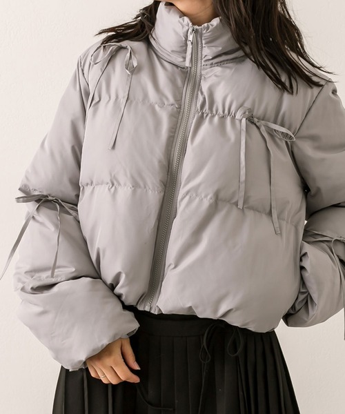 OLIVE des OLIVE(オリーブデオリーブ)の「リボンエコダウン(ダウンジャケット/コート・レディース・オフホワイト/グレー/サックスブルー/ブラック/ピンク/ブルー系その他・FREE)」の14枚目の写真