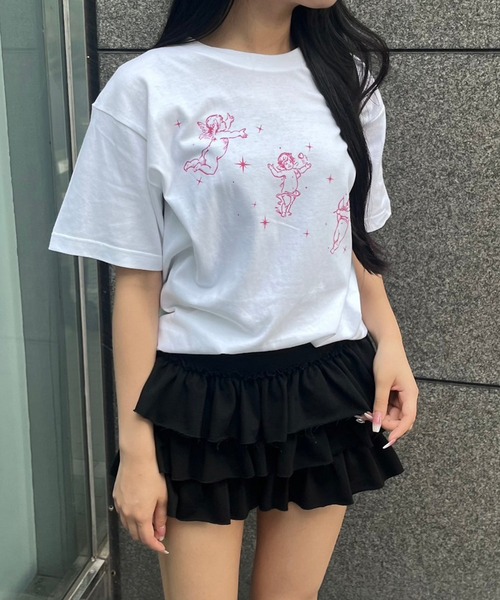 fiere(フィエール)の「キューピッドプリント半袖Tシャツ(Tシャツ/カットソー・レディース・ホワイト・MEDIUM/LARGE/SMALL)」の1枚目の写真