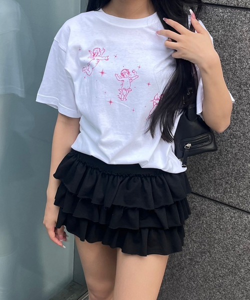 fiere(フィエール)の「キューピッドプリント半袖Tシャツ(Tシャツ/カットソー・レディース・ホワイト・MEDIUM/LARGE/SMALL)」の3枚目の写真