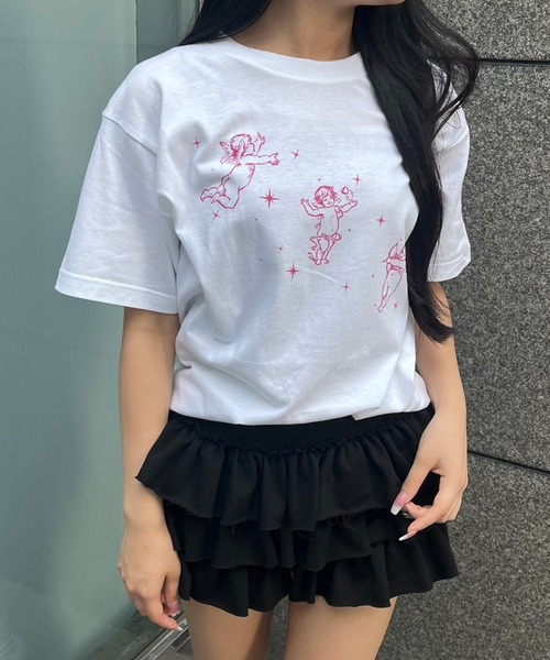 fiere(フィエール)の「キューピッドプリント半袖Tシャツ(Tシャツ/カットソー・レディース・ホワイト・MEDIUM/LARGE/SMALL)」の4枚目の写真