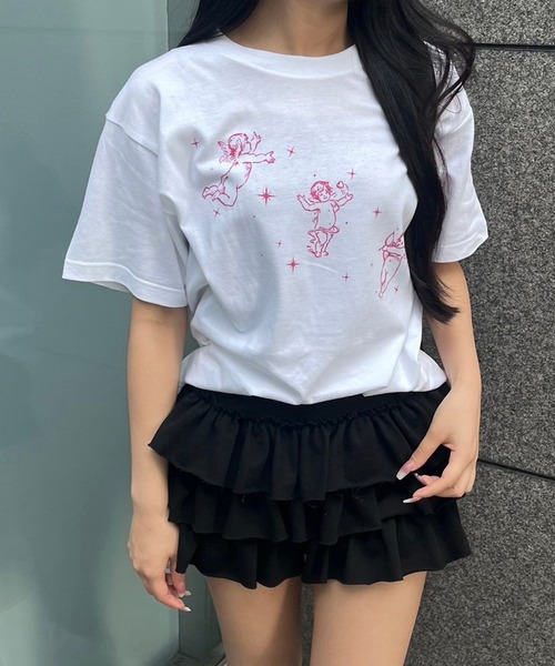 fiere(フィエール)の「キューピッドプリント半袖Tシャツ(Tシャツ/カットソー・レディース・ホワイト・MEDIUM/LARGE/SMALL)」の5枚目の写真