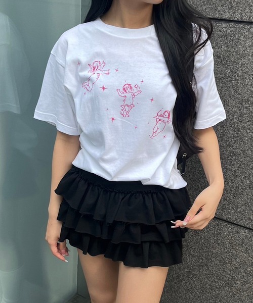 fiere(フィエール)の「キューピッドプリント半袖Tシャツ(Tシャツ/カットソー・レディース・ホワイト・MEDIUM/LARGE/SMALL)」の6枚目の写真