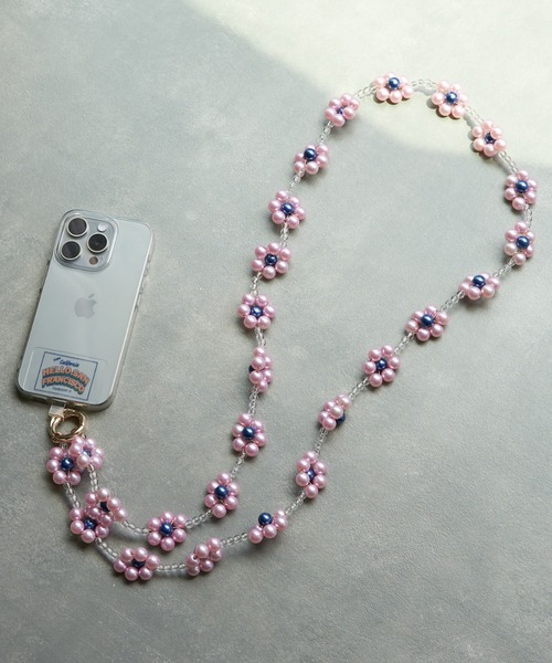 HELLO.SANFRANCISCO（ハローサンフランシスコ）の「【HELLO.SANFRANCISCO/ハローサンフランシスコ】フラワービーズスマホショルダー（スマホグッズ・キッズ・ホワイト/ピンク/イエロー・ONE SIZE）」の3枚目の写真