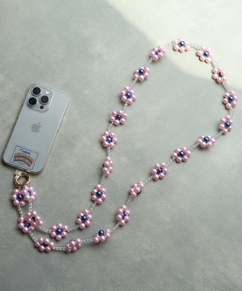 HELLO.SANFRANCISCO（ハローサンフランシスコ）の「【HELLO.SANFRANCISCO/ハローサンフランシスコ】フラワービーズスマホショルダー（スマホグッズ・キッズ・ホワイト/ピンク/イエロー・ONE SIZE）」の5枚目の写真