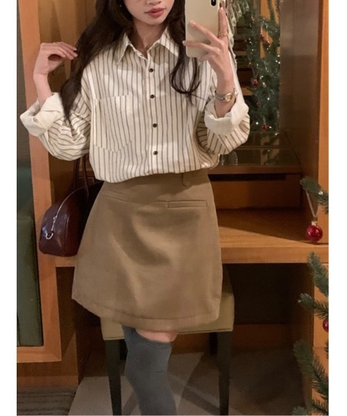 SALTMINT(ソルトミント)の「《2025SS》コットンストライプシャツ(シャツ/ブラウス・レディース・ベージュ/オフホワイト・L/M)」の6枚目の写真