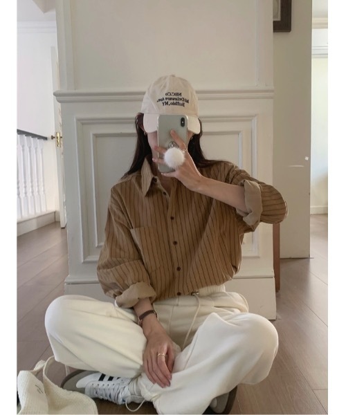 SALTMINT(ソルトミント)の「《2025SS》コットンストライプシャツ(シャツ/ブラウス・レディース・ベージュ/オフホワイト・L/M)」の11枚目の写真