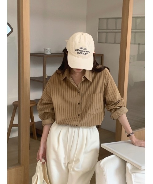 SALTMINT(ソルトミント)の「《2025SS》コットンストライプシャツ(シャツ/ブラウス・レディース・ベージュ/オフホワイト・L/M)」の13枚目の写真