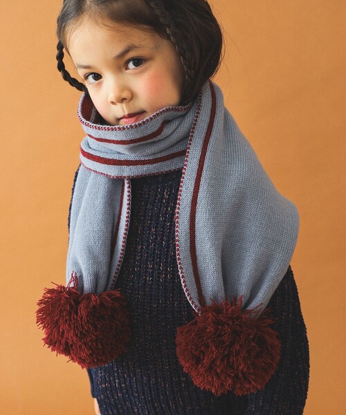 B:MING by BEAMS(ビーミングバイビームス)の「ラインマフラー(マフラー・キッズ・ホワイト系その他5/ブルー系その他・ONE SIZE)」の2枚目の写真
