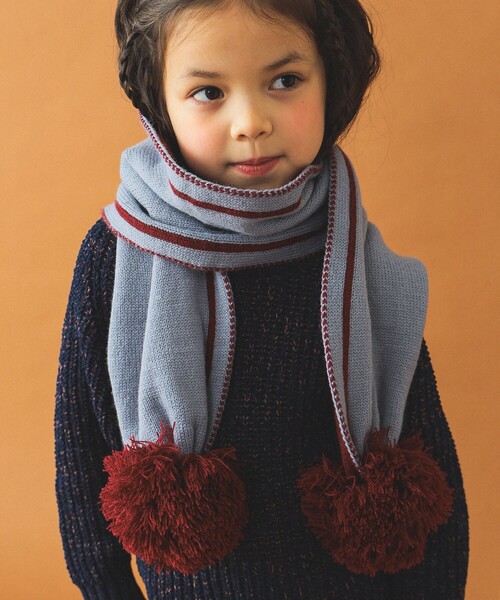 B:MING by BEAMS(ビーミングバイビームス)の「ラインマフラー(マフラー・キッズ・ホワイト系その他5/ブルー系その他・ONE SIZE)」の4枚目の写真