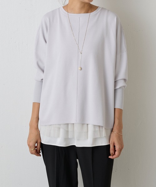 BEARDSLEY（ビアズリー）の「サラッとニット（ニット/セーター・レディース・キャメル/ブラック/ライトグレー・FREE）」の2枚目の写真