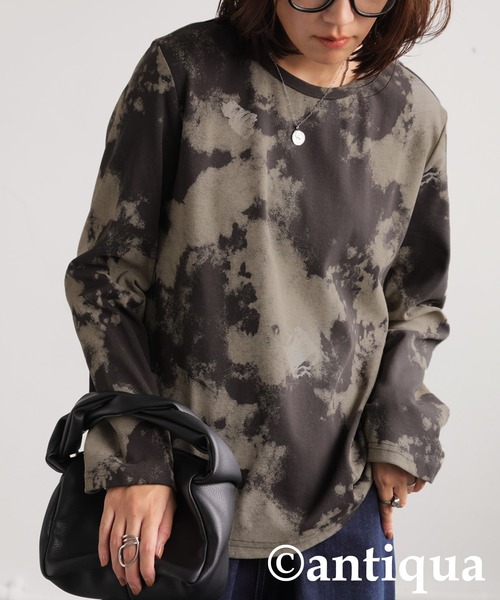 antiqua（アンティカ）の「ニュアンス柄ロンT（Tシャツ/カットソー・レディース・アイボリー/ダークグレー・R/P）」の12枚目の写真