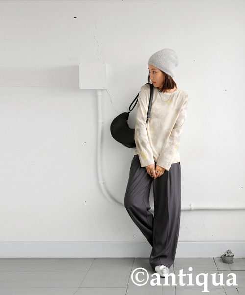 antiqua（アンティカ）の「ニュアンス柄ロンT（Tシャツ/カットソー・レディース・アイボリー/ダークグレー・R/P）」の5枚目の写真