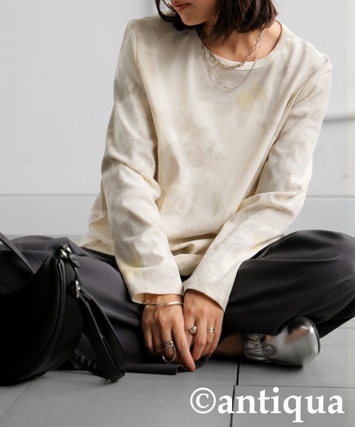 antiqua（アンティカ）の「ニュアンス柄ロンT（Tシャツ/カットソー・レディース・アイボリー/ダークグレー・R/P）」の4枚目の写真