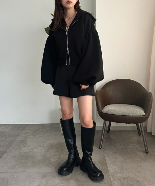 apres jour mignon(アプレジュールミニョン)の「WZIP袖ボリュームパーカー【ZOZOTOWN限定アイテム】(パーカー・レディース・ブラック/杢グレー・X-LARGE/フリー)」の10枚目の写真