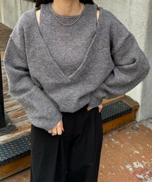 ショルダースリットルーズニット