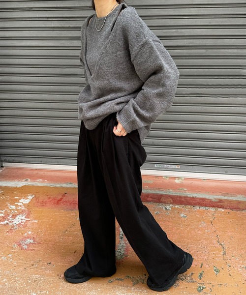 LE MORE（リモア）の「ショルダースリットルーズニット（ニット/セーター・レディース・アイボリー/ブラック/チャコール・FREE）」の17枚目の写真