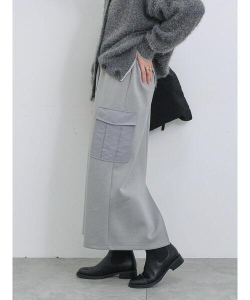 Samansa Mos2 blue（サマンサモスモスブルー）の「◎ダンボール異素材カーゴスカート（スカート・レディース・チャコールグレー/グレー/ブラック・F）」の3枚目の写真