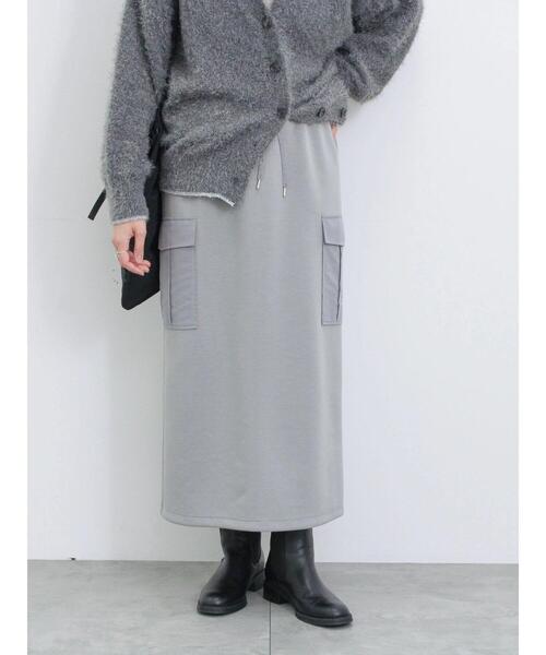 Samansa Mos2 blue（サマンサモスモスブルー）の「◎ダンボール異素材カーゴスカート（スカート・レディース・チャコールグレー/グレー/ブラック・F）」の5枚目の写真