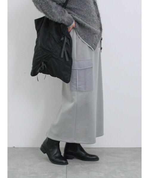 Samansa Mos2 blue（サマンサモスモスブルー）の「◎ダンボール異素材カーゴスカート（スカート・レディース・チャコールグレー/グレー/ブラック・F）」の6枚目の写真