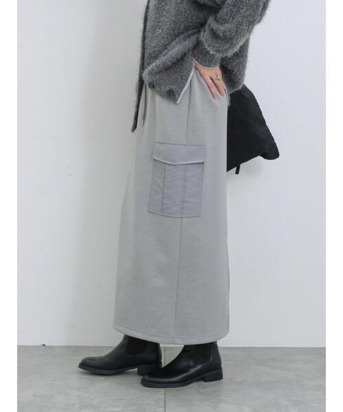 Samansa Mos2 blue（サマンサモスモスブルー）の「◎ダンボール異素材カーゴスカート（スカート・レディース・チャコールグレー/グレー/ブラック・F）」の7枚目の写真