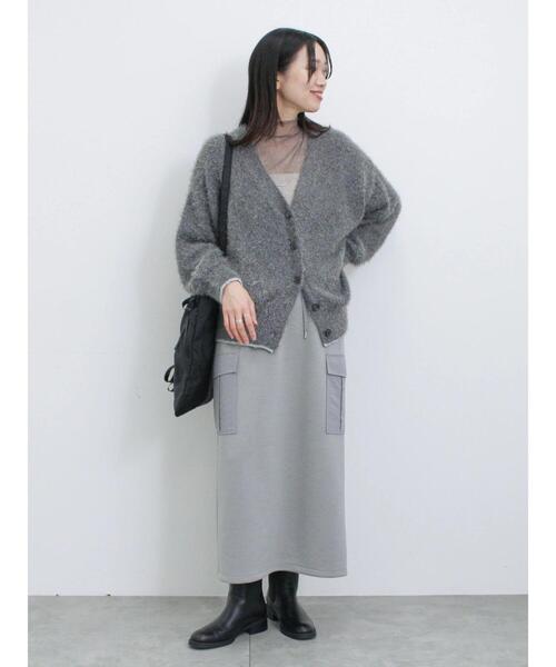 Samansa Mos2 blue（サマンサモスモスブルー）の「◎ダンボール異素材カーゴスカート（スカート・レディース・チャコールグレー/グレー/ブラック・F）」の8枚目の写真