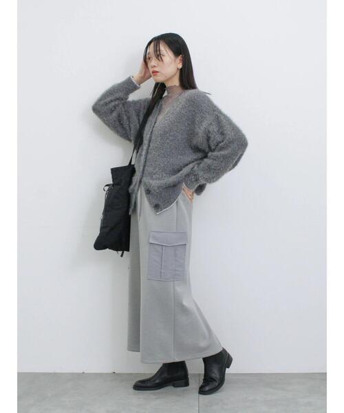 Samansa Mos2 blue（サマンサモスモスブルー）の「◎ダンボール異素材カーゴスカート（スカート・レディース・チャコールグレー/グレー/ブラック・F）」の10枚目の写真