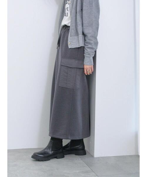 Samansa Mos2 blue（サマンサモスモスブルー）の「◎ダンボール異素材カーゴスカート（スカート・レディース・チャコールグレー/グレー/ブラック・F）」の11枚目の写真