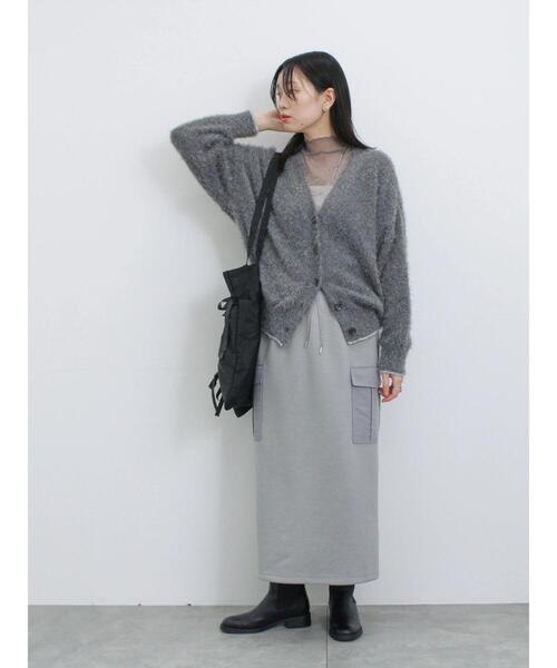 Samansa Mos2 blue（サマンサモスモスブルー）の「◎ダンボール異素材カーゴスカート（スカート・レディース・チャコールグレー/グレー/ブラック・F）」の21枚目の写真