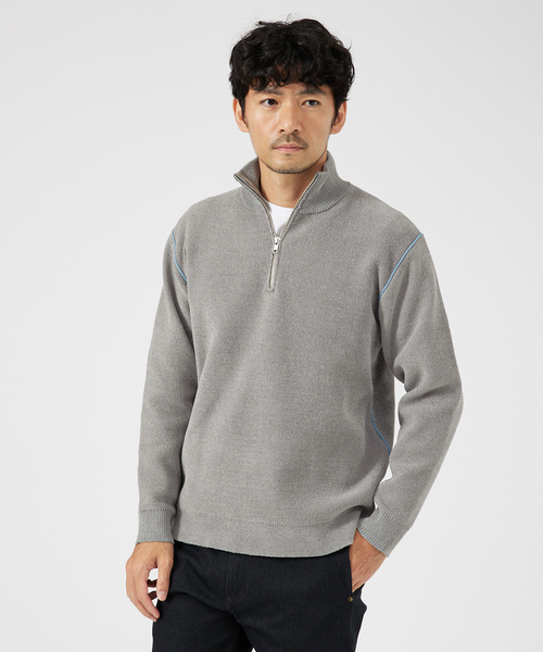 ダブルフェイス モール ハーフジップ ニット（ニット/セーター）｜ABAHOUSE GRAY（アバハウスグレイ）