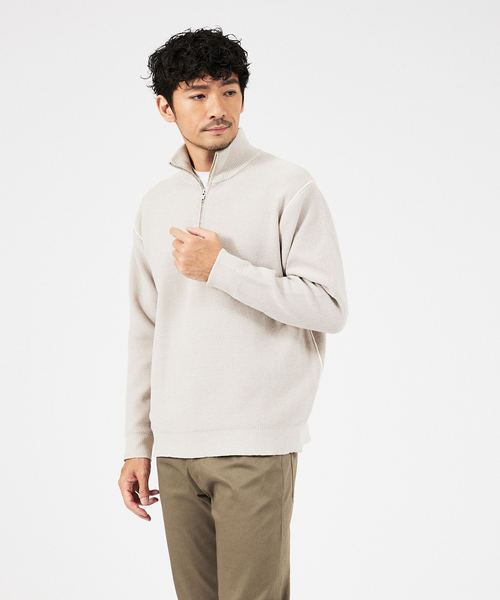 ダブルフェイス モール ハーフジップ ニット（ニット/セーター）｜ABAHOUSE GRAY（アバハウスグレイ）