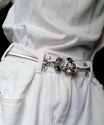【urge select】Y2K シルバー 薔薇 ローズ バックル 細ベルト/ゴムベルト