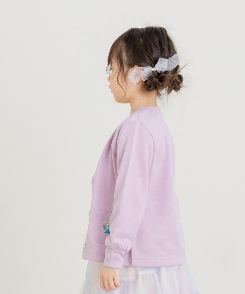 la poche biscuit（ラポシェビスキュイ）の「ラメ入り裏毛カーディガン（カーディガン/ボレロ・キッズ・シルバー/ブラック/ラベンダー・140/130/110/100/90/120/80）」の4枚目の写真