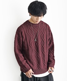 MinoriTY | 【MinoriTY】袖ルーズシルエットケーブル編みニットセーター メンズ ビッグシルエット オーバーサイズ 秋服 冬服(ニット/セーター)